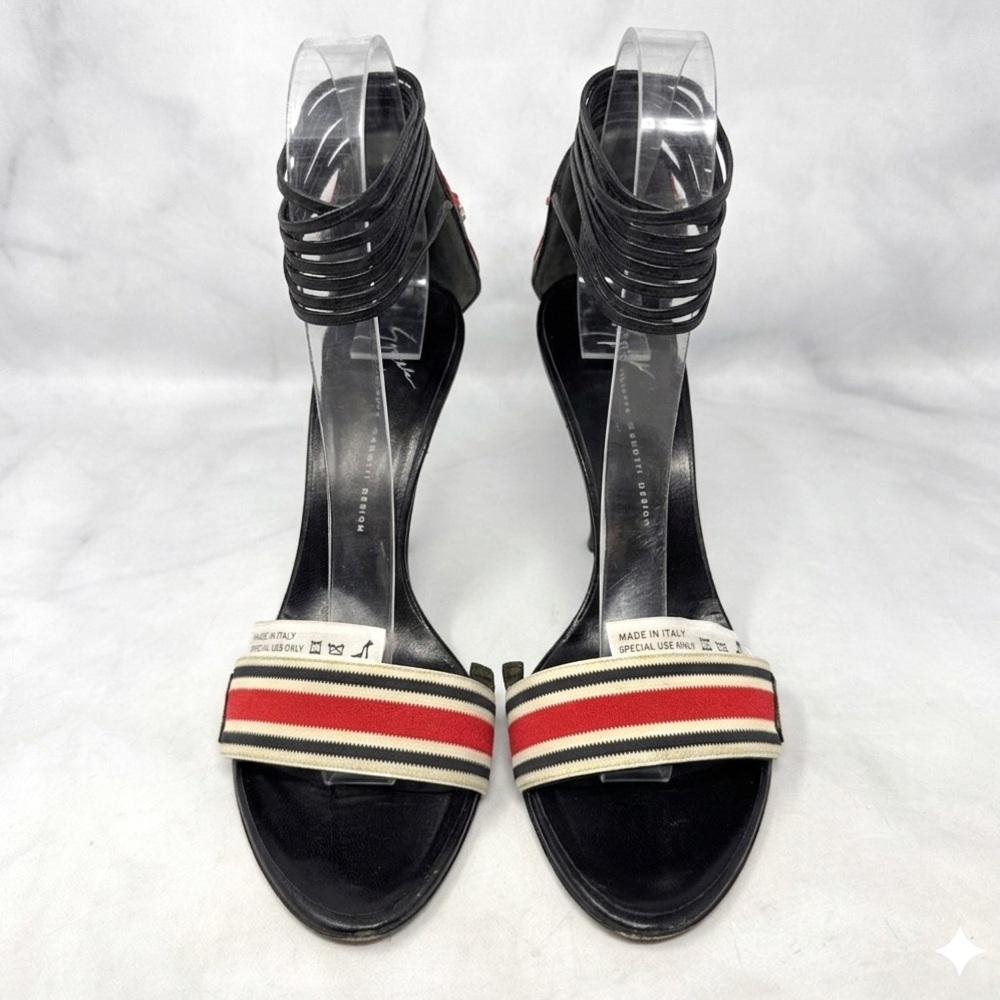 Giuseppe Zanotti Vicini Vintage Y2K Care Tag Leather Ankle Tie Sandal Heels 8 - Picture 5 of 16